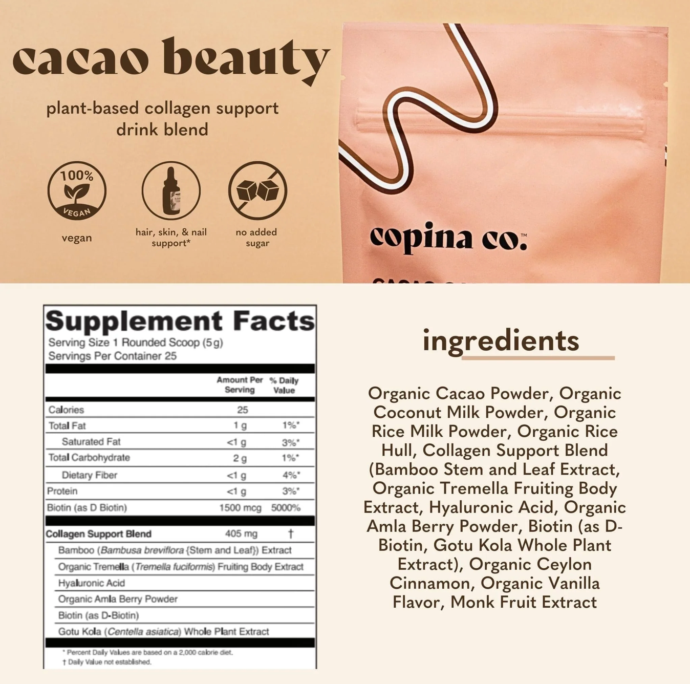 Cacao Beauty Vegan Collagen Boost Hot Cocoa